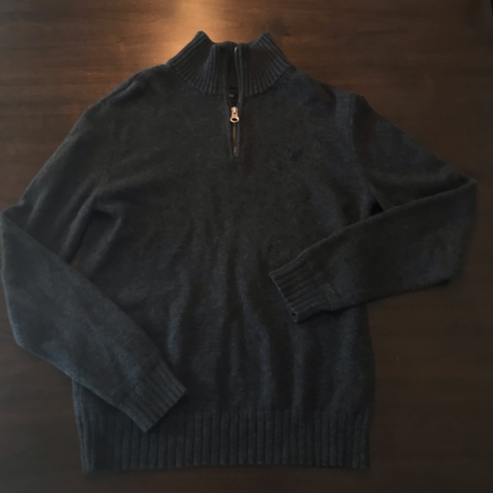 Gray American Eagle Quarter-Zip Sweater